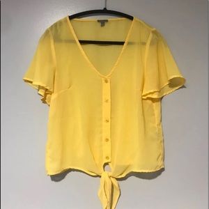 Charlotte Russe Button Up Tie/Knot Top